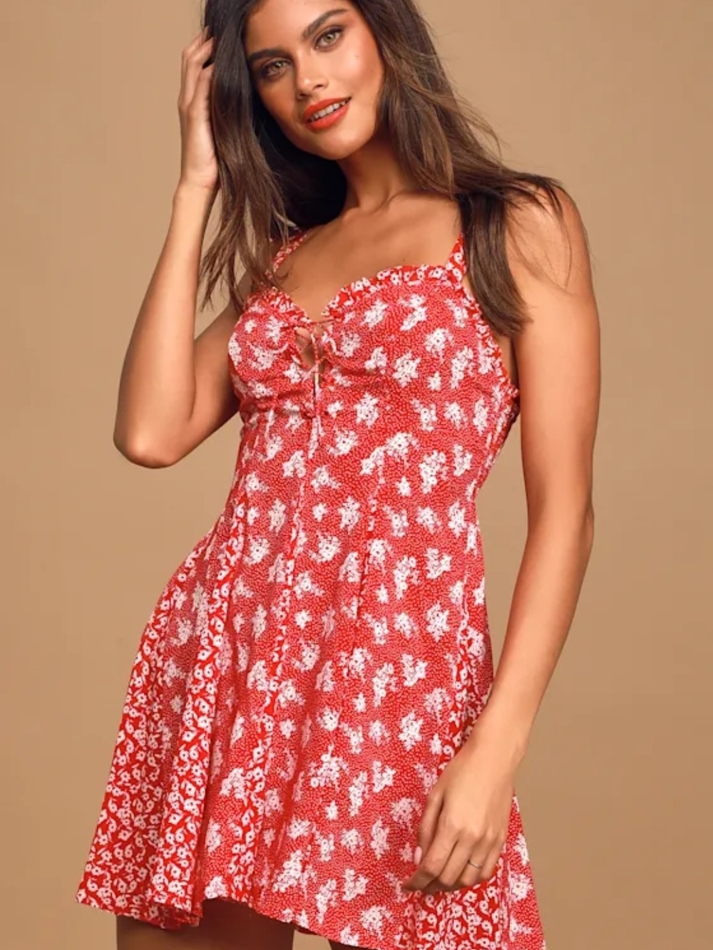 Intimately Free People Don't Dare Mixed Floral Printed Slip Mini Dress L Large